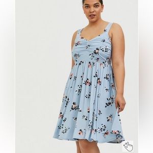 Torrid Mini Super Soft Floral Skater Dress Blue Sz 2X